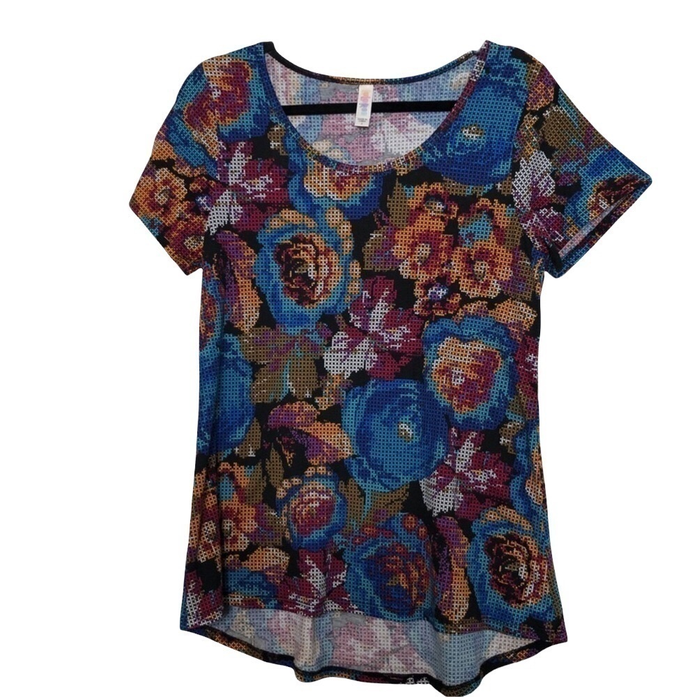 New - LULAROE Classic T Short Sleeve Scoop Neck Multicolor Floral Top Size Small